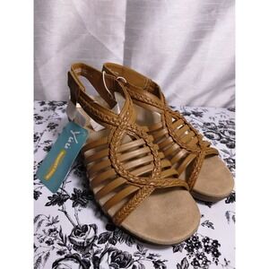 Yuu Women's Slip-onSandals, Wedge Comfort Belcro Straps, Memory Foam Size‎ 9